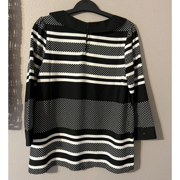 Anthropologie ModCloth Black Ivory Top Medium M Peter Pan Collar - Picture 7 of 10